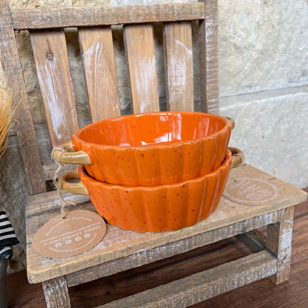 🆕 10 Strawberry Street | Set of 2 Small Pumpkin Dish / Casserole!